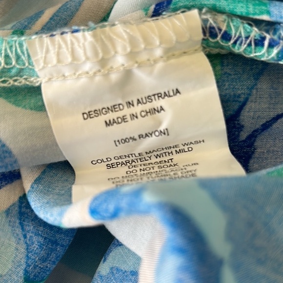 Anthropologie Abel the Label Blue Green Floral Print Tie Back Midi Dress - XS - Picture 11 of 13